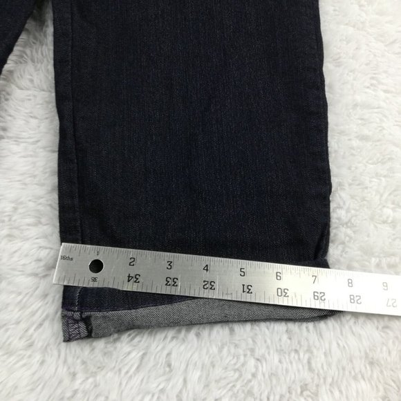 NYDJ Womens Jeans Crop Blue Denim Indigo Dark Wash Jeweled Stretch‎ Cuffed 8 - Picture 6 of 13